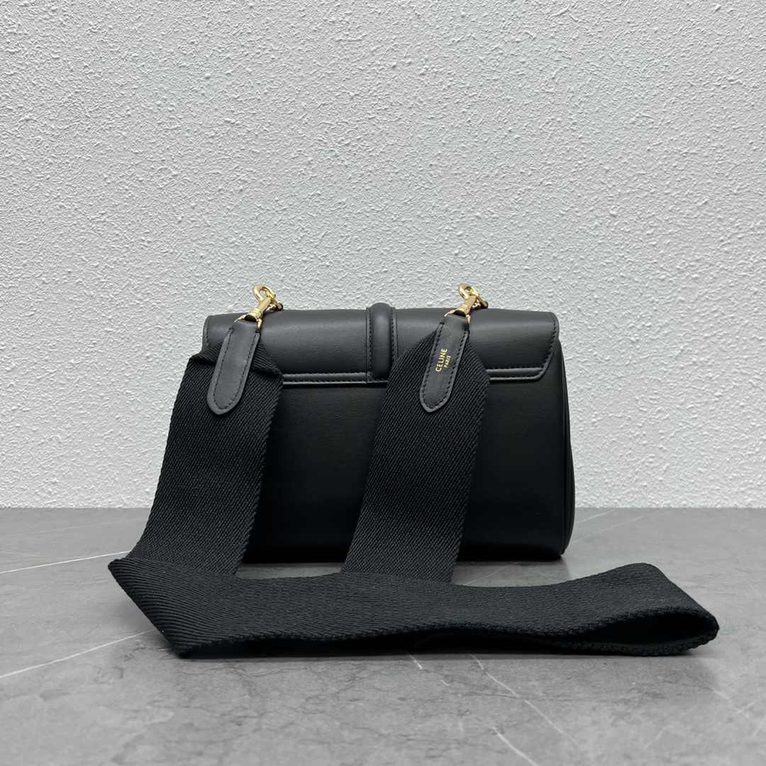 Celine Teen Soft 16 Smooth Calfskin Shoulder Bag Black 196853